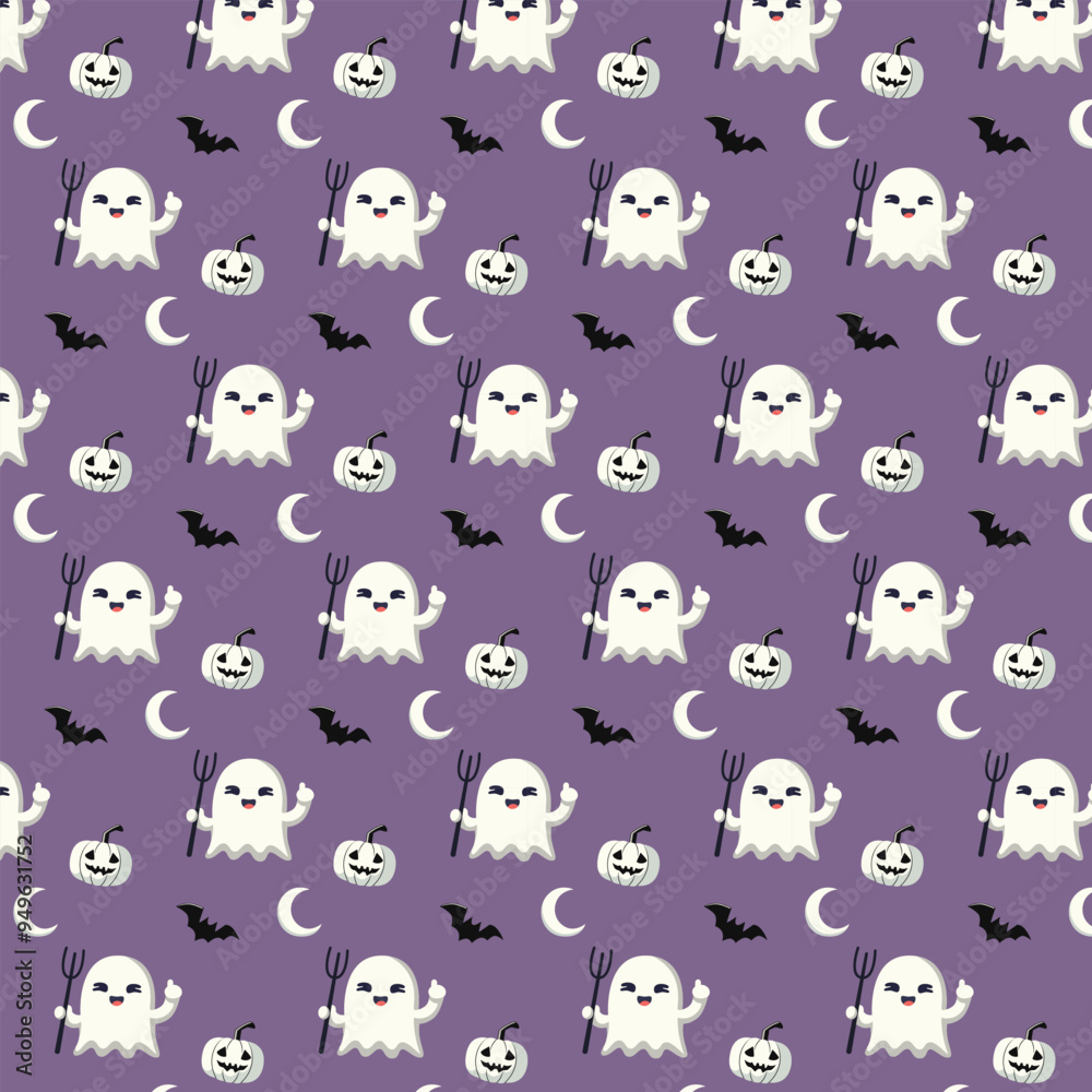 Fototapeta premium Patterns with Cute Ghosts
