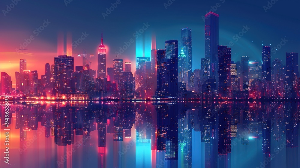 Fototapeta premium future city skyline wallpaper