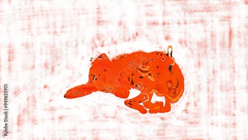 ancient chinese dog red color chill-out covered flowers