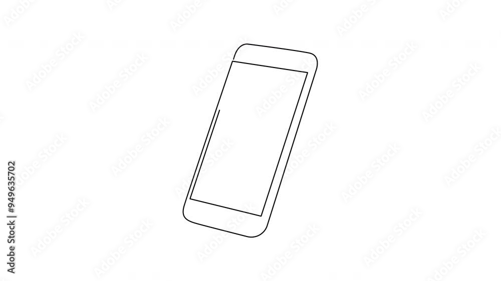 Self drawing animation of smartphone drawn by one continuous line. Animated single line cell phone. Self drawing animation of smartphone drawn by one continuous line. Animated single line cell phone.