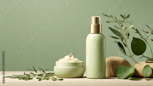 Cosmetic sunscreen beauty product design mock-up.The bottle has a smooth.