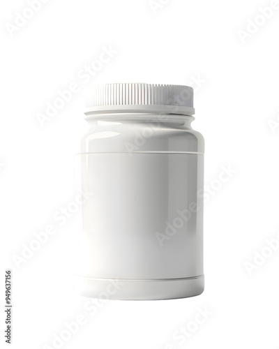 Blank white aspirin jar for pills mock up isolated on transparent background