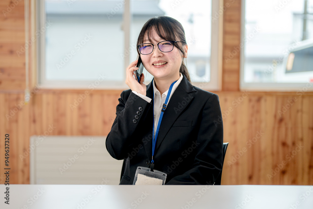 通話するビジネスウーマン 通話するビジネスウーマン