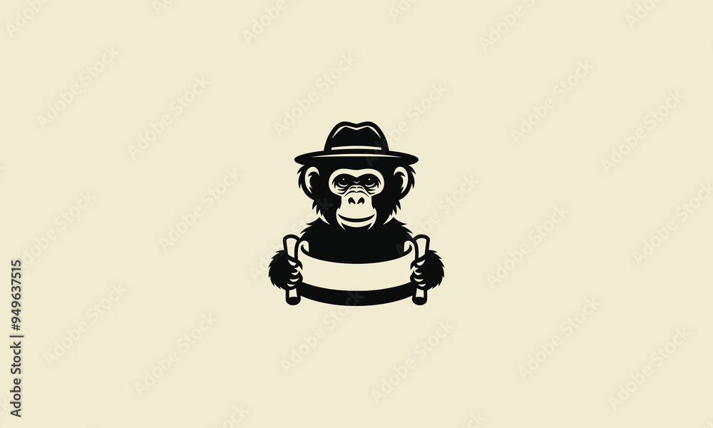logo design template of a monkey wearing hat graduation vector flat design logo design template of a monkey wearing hat graduation vector flat design