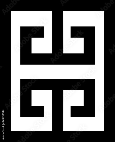 Greek key frame and border element. Decorative ancient meander, Black Greek pattern ornamental flat vector isolated on transparent background. Geometric seamless pattern antique Mediterranean style.