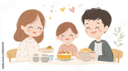 Family having breakfast together at home joyful parents and child enjoying a healthy morning meal family bonding at the dining table