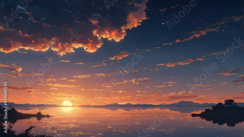 sunset in the mountains, ai generated