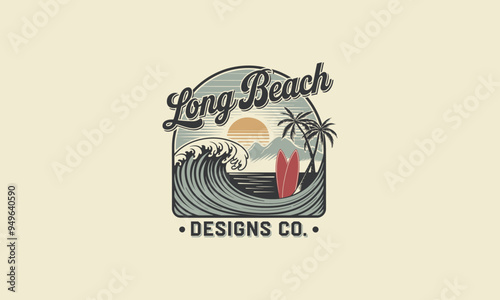 logo design of a long beach vector illustration flat design template