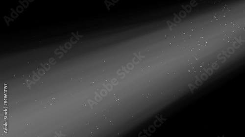 Diagonal beam of light filled with tiny stars against a dark background, creating a ethereal atmosphere. 4K and Seamless loop
