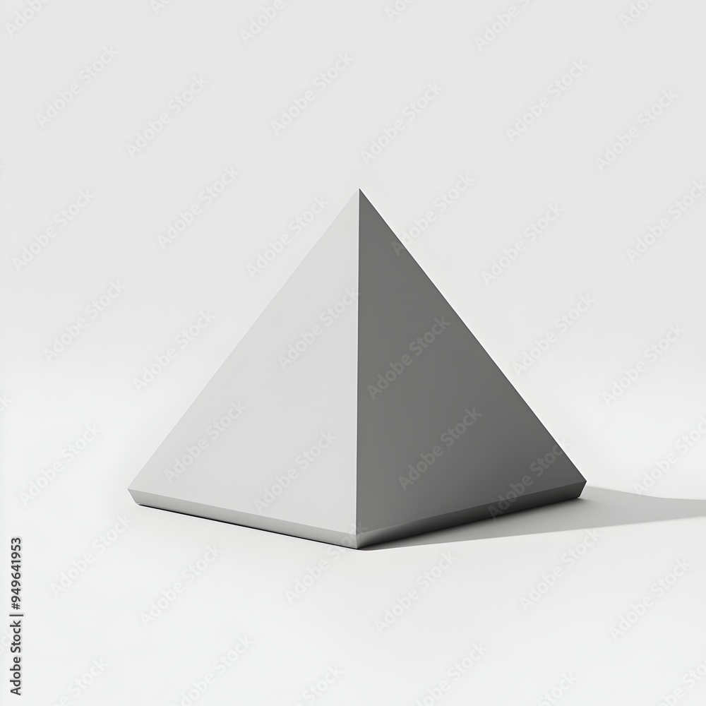 Minimalist 3D Triangular Prism Geometric Shape on Stark White Background Minimalist 3D Triangular Prism Geometric Shape on Stark White Background