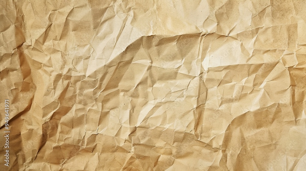 Fototapeta premium Crumpled paper background. Crumpled brown paper sheet