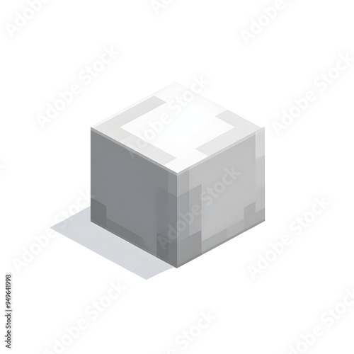 Lone Gray Cuboid Geometric 3D Minimalist Abstract Form on Clean White Background