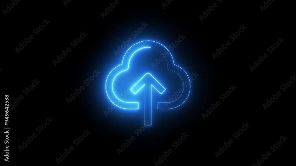 Neon Glow Cloud Upload Icon animation Neon Glow Cloud Upload Icon animation