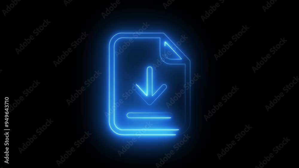 Neon animation of downloading symbol. downloading arrow and square frame animation Neon animation of downloading symbol. downloading arrow and square frame animation