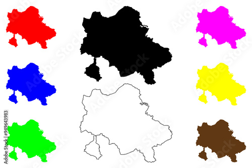 Recklinghausen district (Federal Republic of Germany, State of North Rhine-Westphalia, NRW, Munster region) map vector illustration, scribble sketch Recklinghausen map