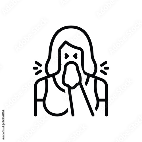 Black line icon for rhinitis