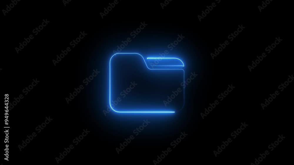 Glowing neon files and folders icon. Futuristic folder symbol animation. Glowing neon files and folders icon. Futuristic folder symbol animation.