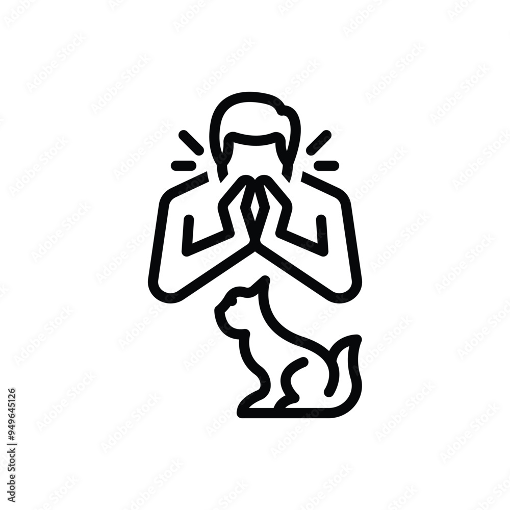 Black line icon for asthma