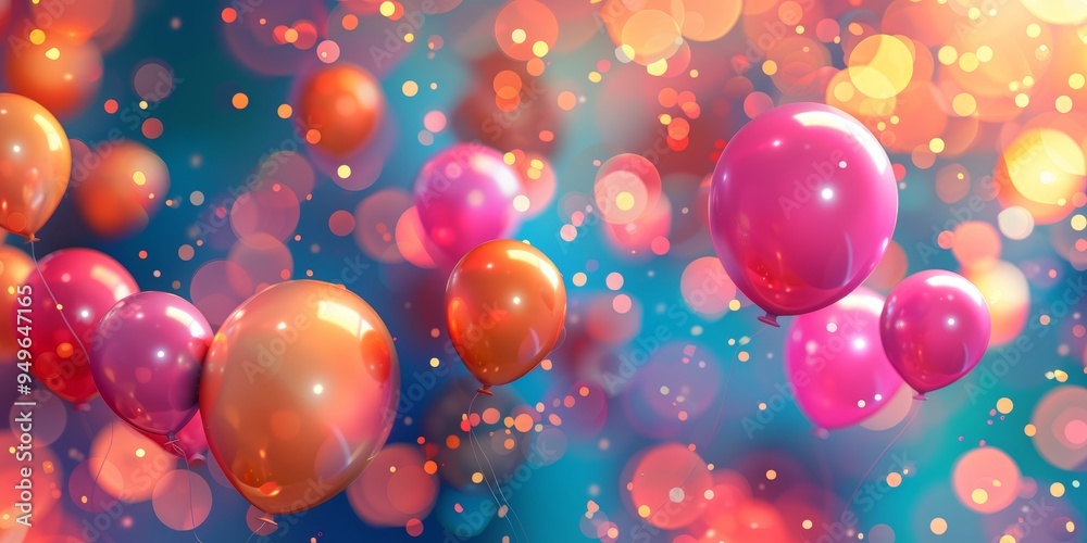 Colorful Balloons Floating Against a Bokeh Background Colorful Balloons Floating Against a Bokeh Background
