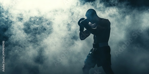 Boxer in Smoke: Power and Determination.