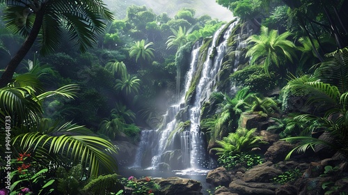 Tropical waterfall wallpaper