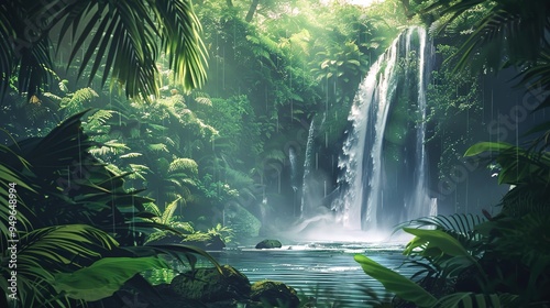 Tropical waterfall wallpaper