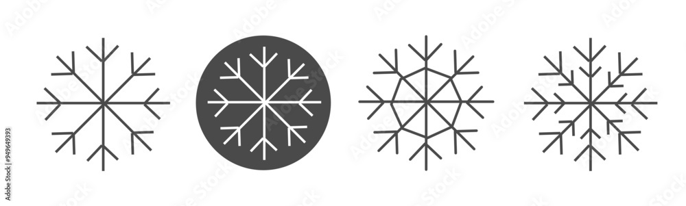 Snow flake icon vector, snowflake symbol pictogram set geometric simple graphic illustration silhouette image clip art
