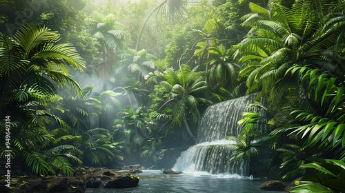 Tropical waterfall wallpaper