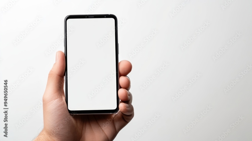 modern smartphone with white screen in left hand on transparent background, smartphone in hand, png mockup for any background and any image on the screen modern smartphone with white screen in left hand on transparent background, smartphone in hand, png mockup for any background and any image on the screen