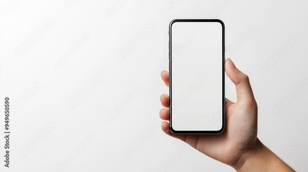 modern smartphone with white screen in left hand on transparent background, smartphone in hand, png mockup for any background and any image on the screen modern smartphone with white screen in left hand on transparent background, smartphone in hand, png mockup for any background and any image on the screen