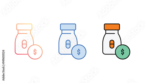 Medicine Price icon design with white background stock illustration