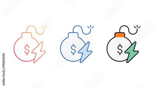 Inflation Bomb icon design with white background stock illustration