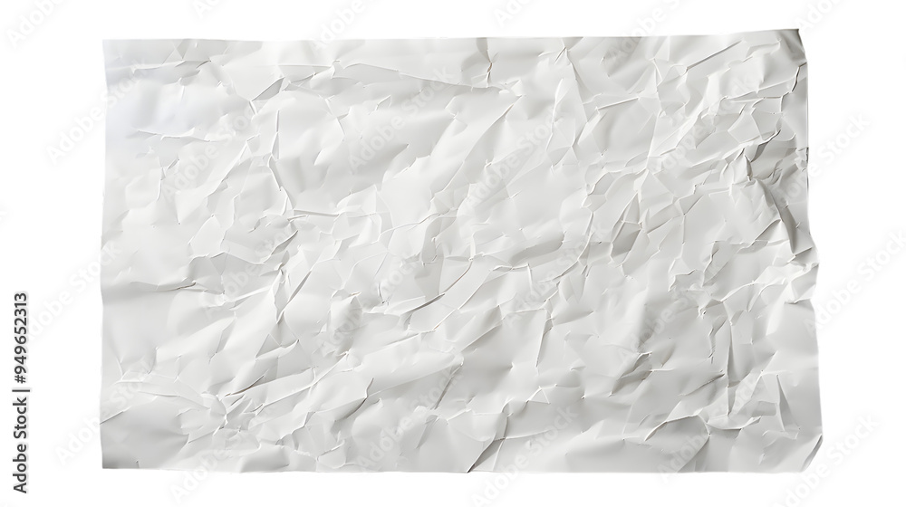 White crumpled large piece of blank paper isolated on transparent background White crumpled large piece of blank paper isolated on transparent background