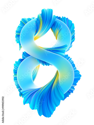 Abstract Floral Number Eight Design for International Women's Day on Transparent Background