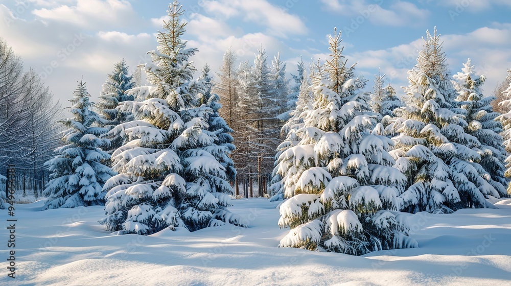 Fototapeta premium Winter forest wallpaper