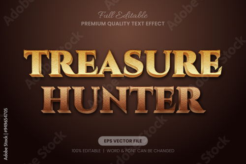Treasure Hunter Editable Text Effect, Font Graphic Style suitable for title adventure game theme