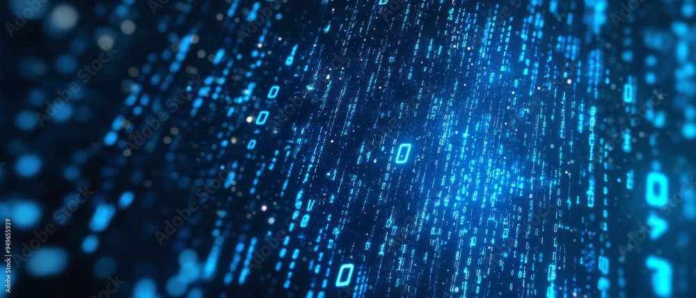 Blue digital binary data on computer screen background Blue digital binary data on computer screen background