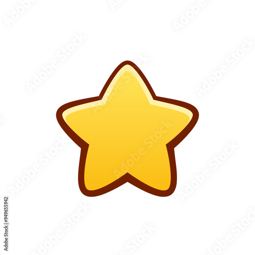 Isolated flat 3d star icon for game, interface, sticker, app. The sign in a cartoon style for match 3, arcade, rpg. The score sprite for craft element in hyper casual mobile game