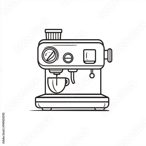 Morning Brew: Coffee Machine Minimalist Line Art Logo