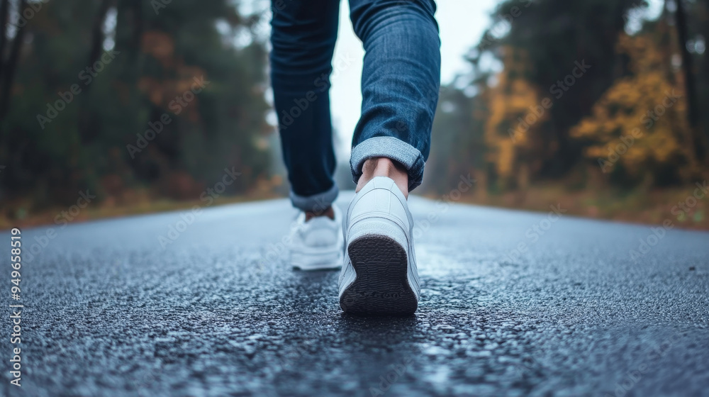 A person walking on a paved road in a forest setting, with autumn leaves visible in the background. The image symbolizes journey, exploration, solitude, and the transition of seasons. A person walking on a paved road in a forest setting, with autumn leaves visible in the background. The image symbolizes journey, exploration, solitude, and the transition of seasons.