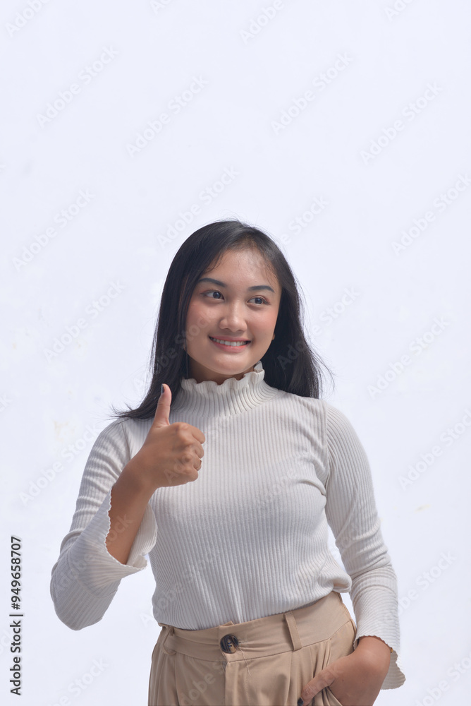 Young Asian Woman Poses and Face Expressions