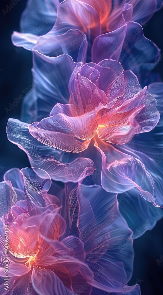 Ethereal flow of colors in an abstract background, with shades of purple and blue