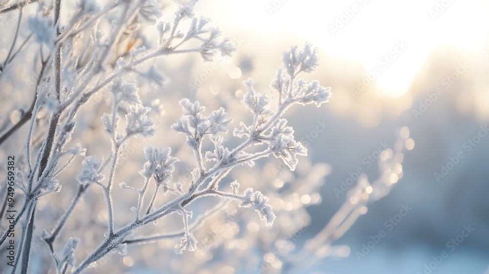 Frost Covered Branches in Winter Sunlight Frost Covered Branches in Winter Sunlight