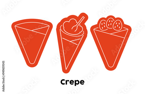 クレープのイラストレーション素材です。ロゴやグッズに最適です。