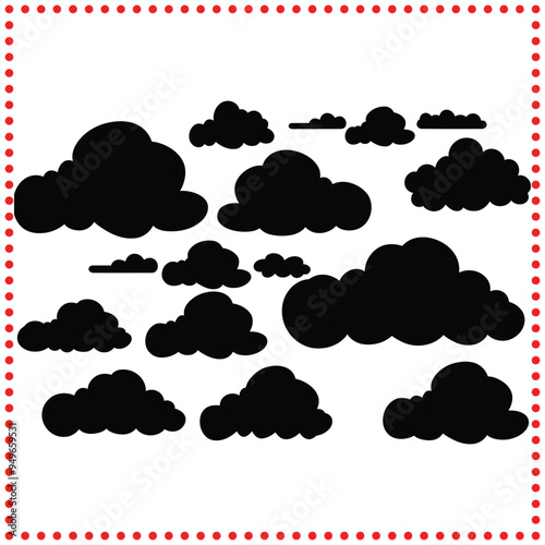 Set of Simple Cloud Silhouette Vectors   Ideal for Sky and Weather Designs