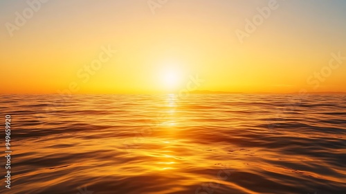 Golden Sunset Over Rippling Ocean Waves