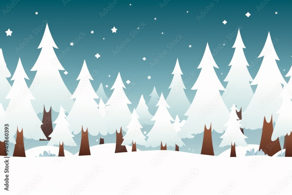 Obraz premium Snowy Winter Forest Landscape: A Serene Winter Scene