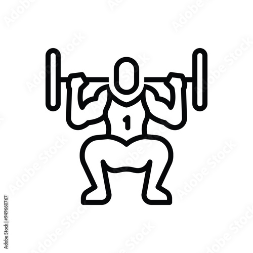 Black line icon for squat