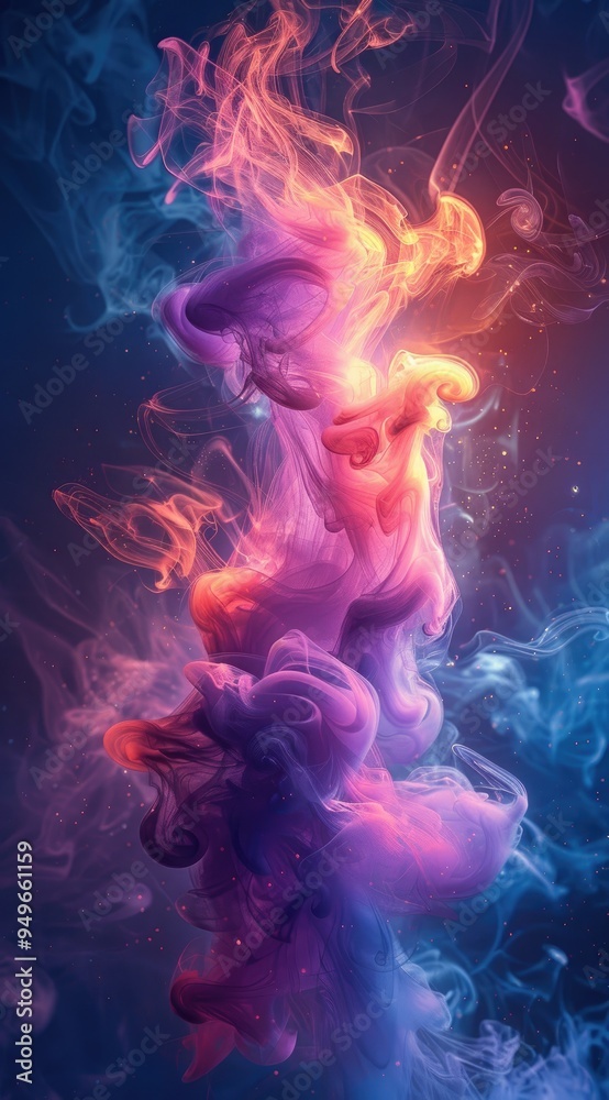 Ethereal flow of colors in an abstract background, with shades of purple and blue Ethereal flow of colors in an abstract background, with shades of purple and blue