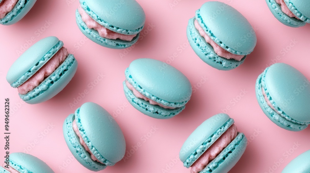 French sweet blue macaroons on color background,French macaron cookies baked pattern,french macaroons,Paris Pastry,bakery and branding concept,Delicious french desserts,copy space. French sweet blue macaroons on color background,French macaron cookies baked pattern,french macaroons,Paris Pastry,bakery and branding concept,Delicious french desserts,copy space.